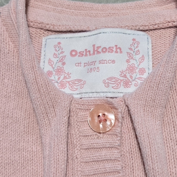 OshKosh B'gosh Peach Colored Knit Cardigan Sweater Girls Size 5 - Picture 3 of 7